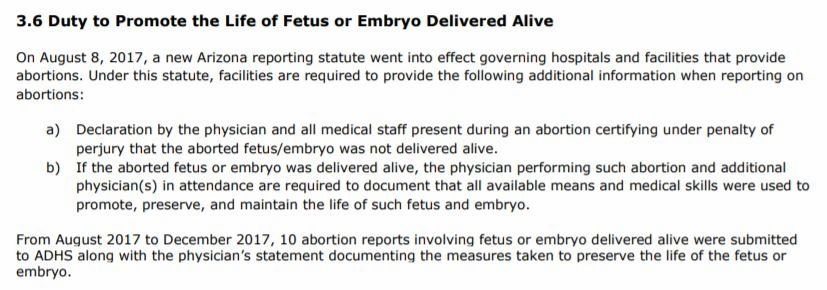 Excerpt from Arizona’s 2017 abortion report, section 3.6.